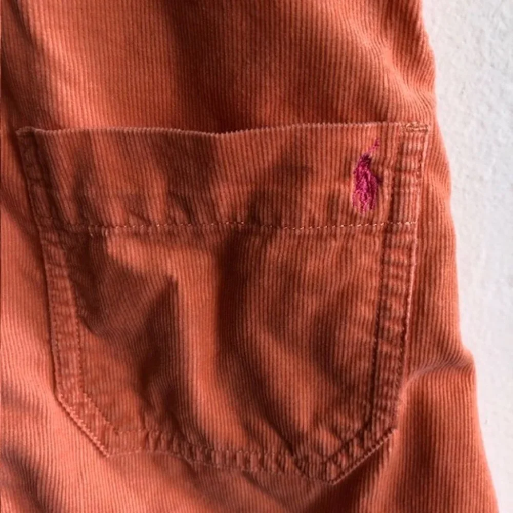 RALPH LAUREN Y2K Corduroy Orange Overall Jumper Dress 4